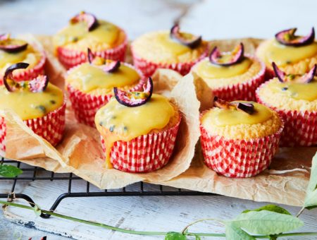 Coconut Cupcakes with Passionfruit Curd