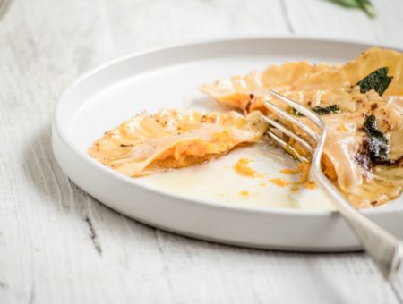 Pumpkin Ravioli with Burnt Butter Sage Sauce